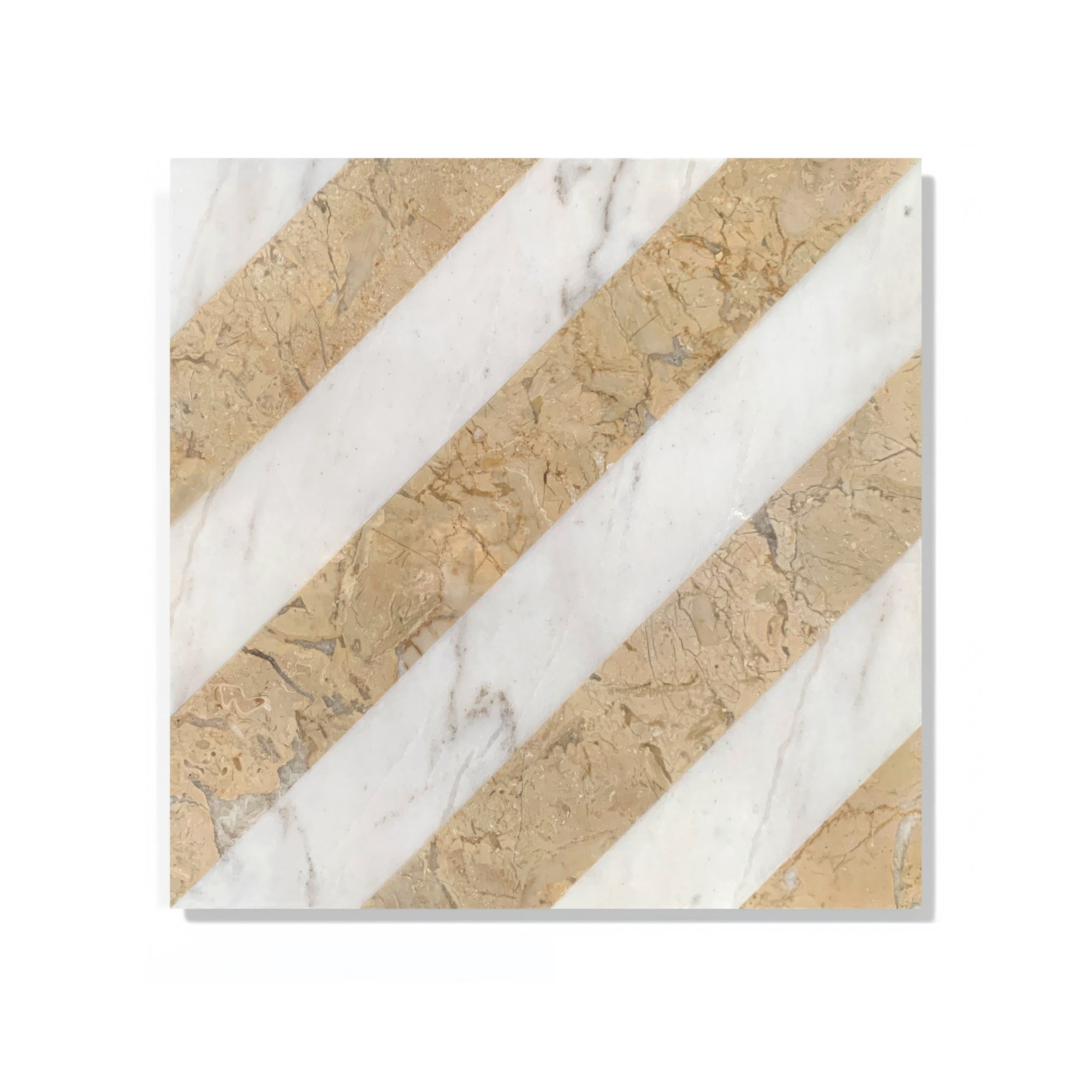 12x12 White Gold Two Color Waterjet Marble Tile
