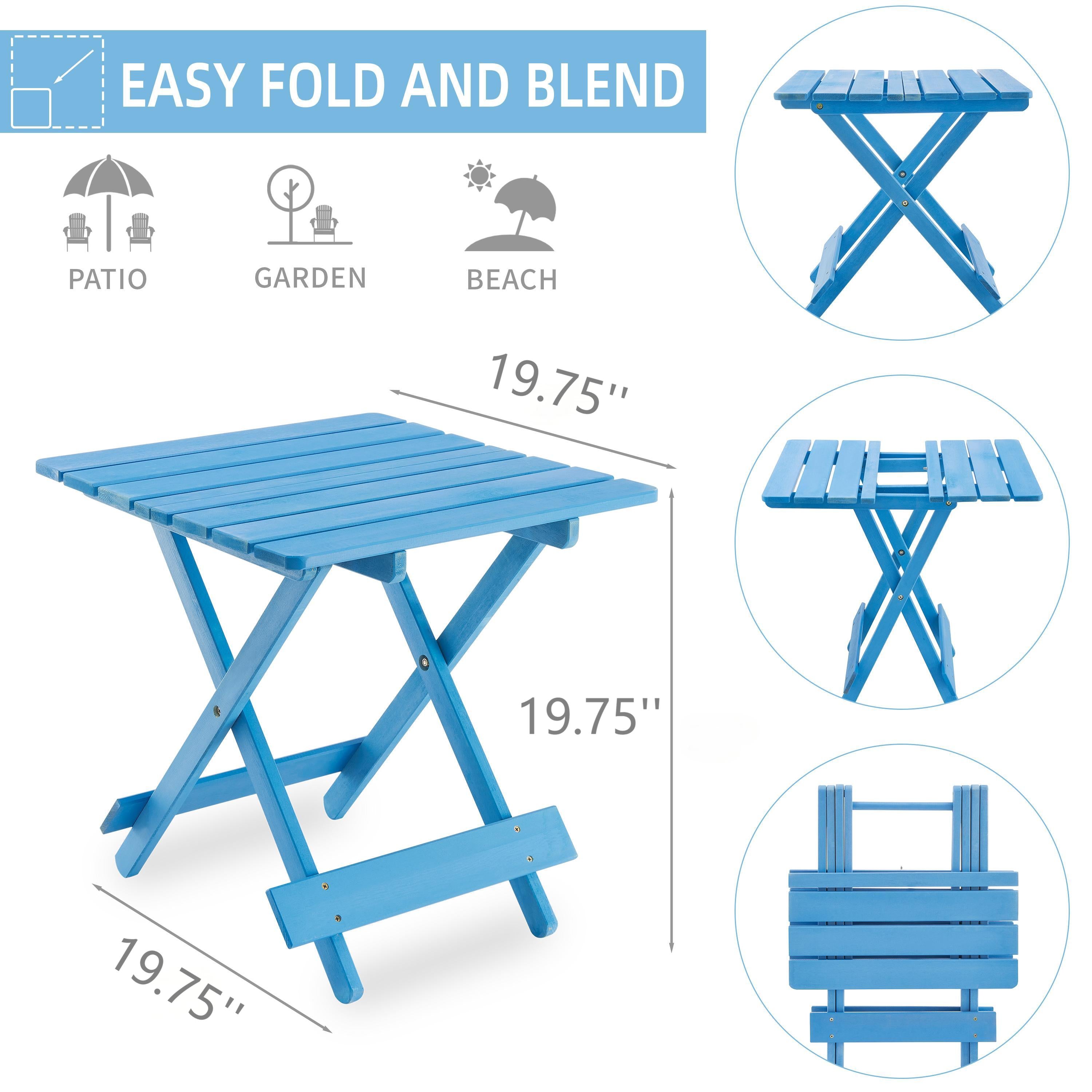 Folding Square Table Patio Outdoor Solid Wood Table