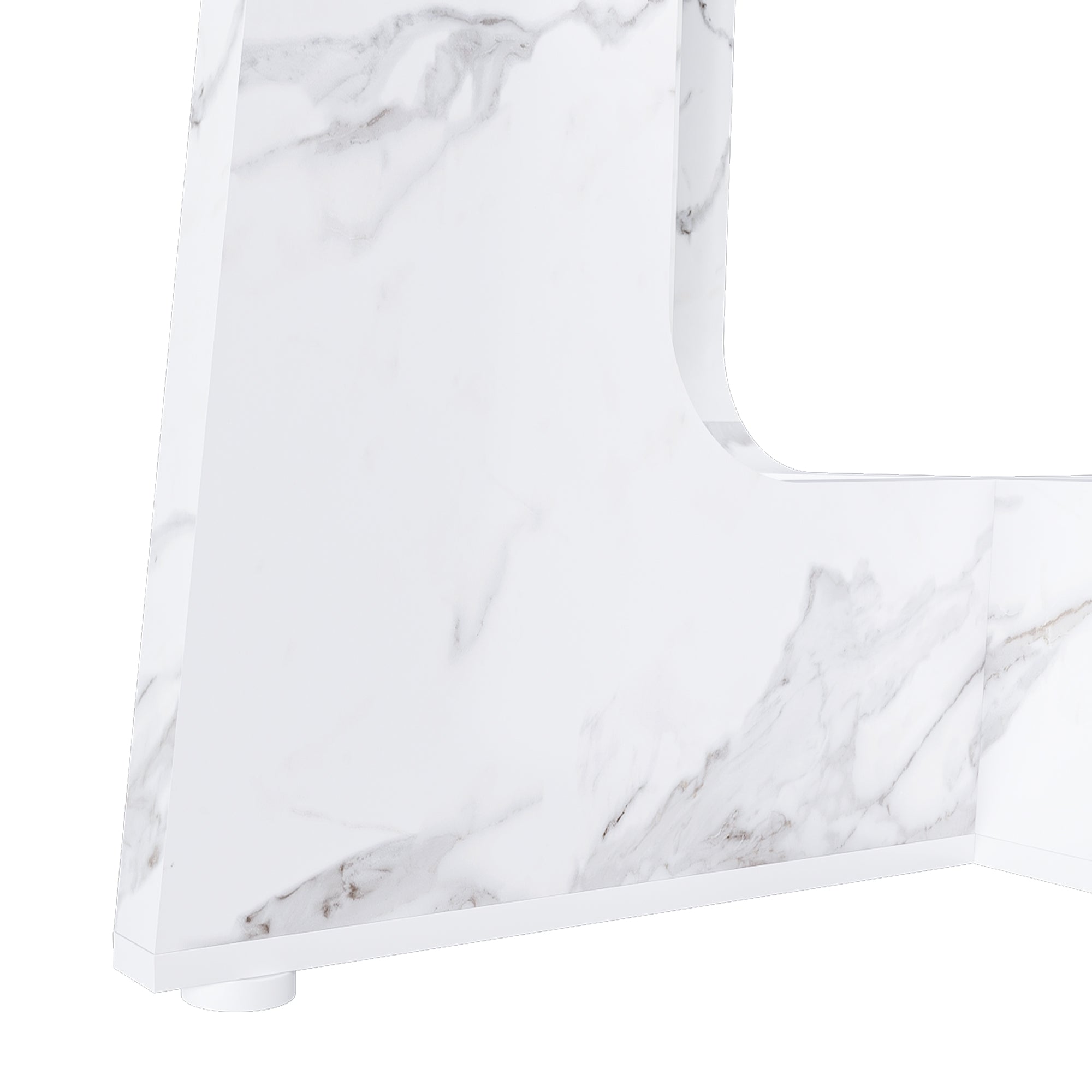 47.24" Round Dining Table for 4 - Farmhouse MDF Table with Marble