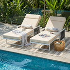 White Iron Outdoor Chaise Lounge