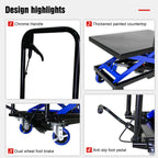 Hydraulic Lift Trolley, 500 LBS Capacity, BLACK+BLUE