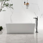 67 Inch Freestanding Solid Surface Soaking Bathtub