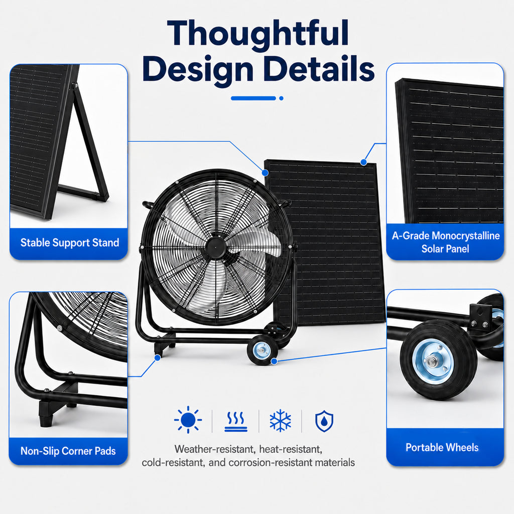 24 Inch Solar Floor-Standing Fan