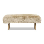 Leda 49" Sheepskin Fur Rectangular Accent Bench