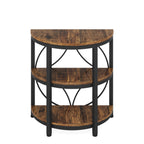 23.62” Industrial 3-Tier Half Moon End Table