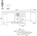 79-Inch Two Person Computer Desk with Drawers and Storage Shelves