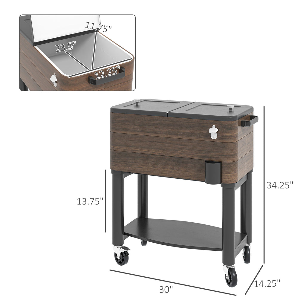 Outsunny Outdoor Cooler Cart - Rolling Beverage Ice Chest