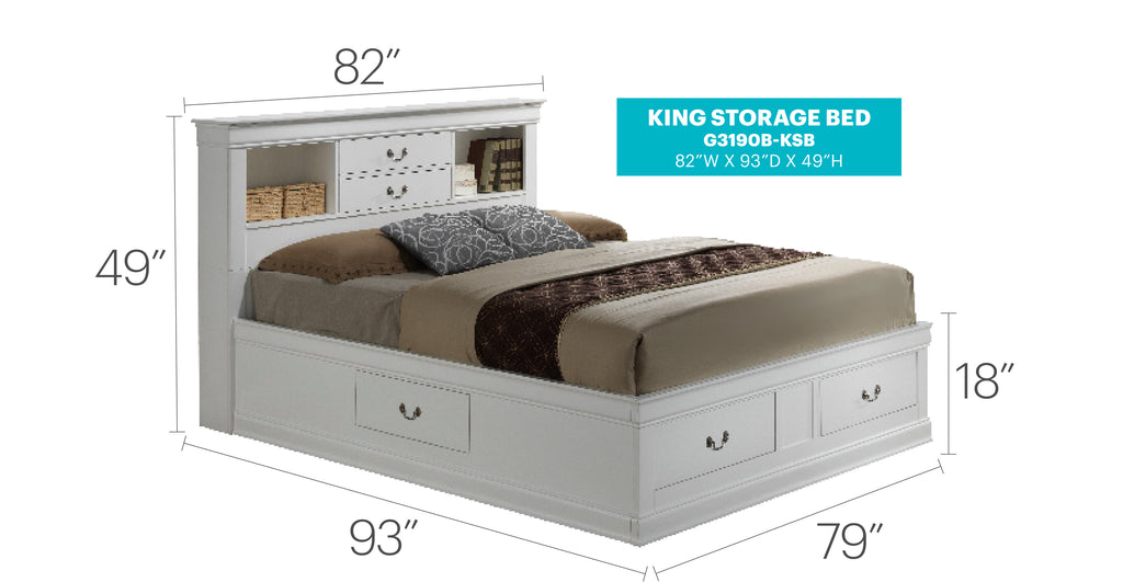 Elegant Traditional King Storage Bed