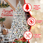 4FT Flocked Christmas Tree with 150 Colorful UL Lights and 21 Pine Cones