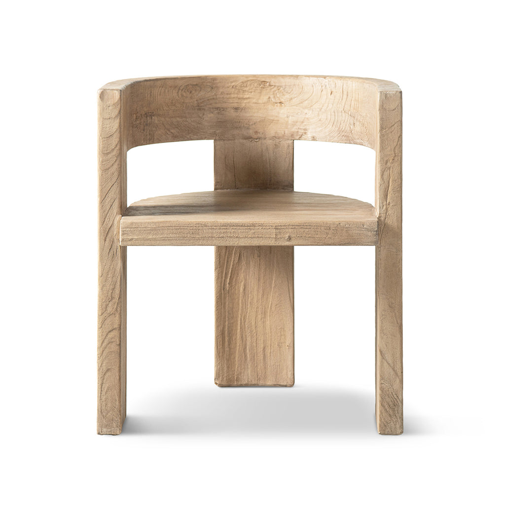 Soren Solid Reclaimed Elm Sculptural Accent Curved Dining Chair