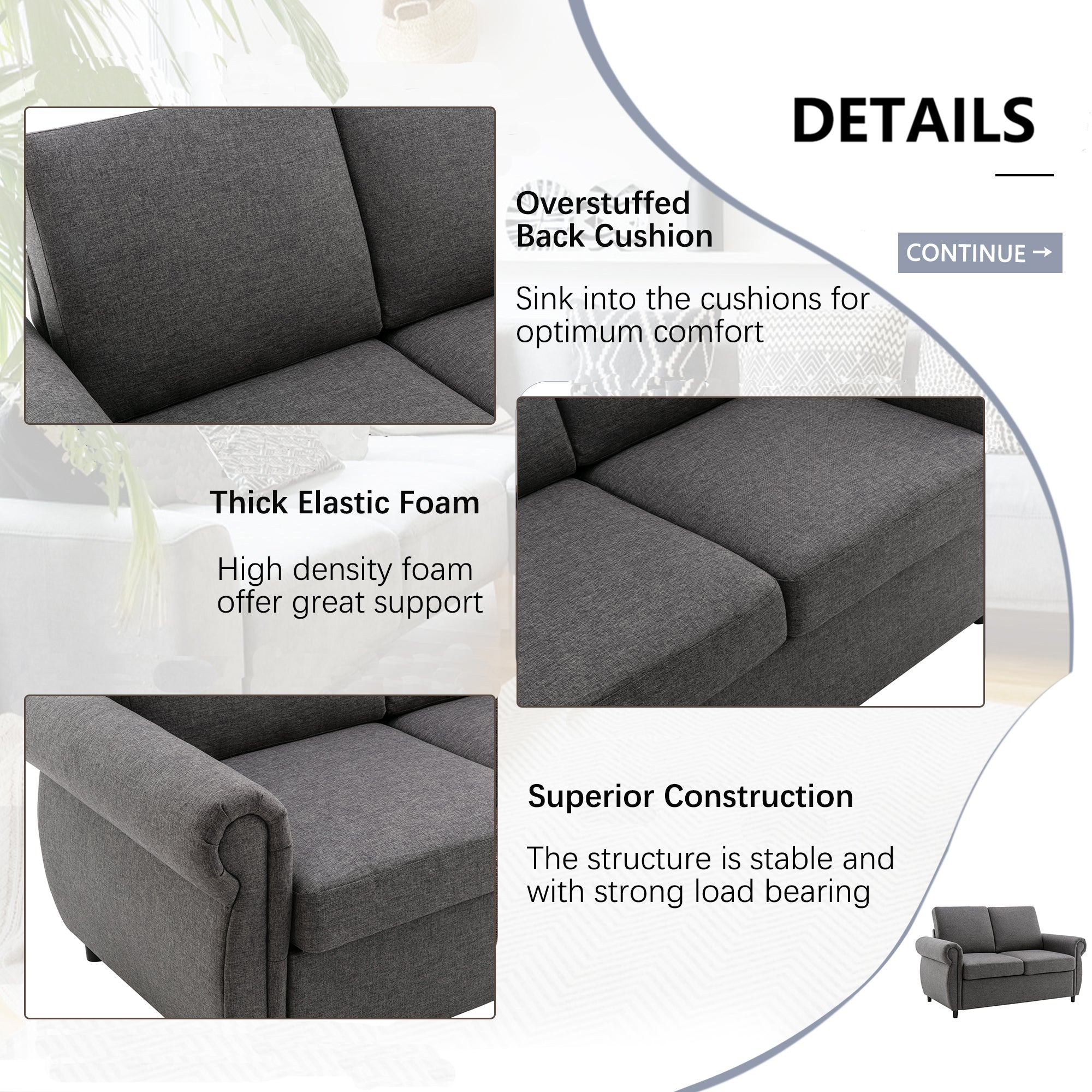Orisfur Pull Out Sofa Bed Loveseat Sleeper with Memory Mattress