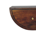 Solid Wood Chestnut Crescent Floating Nightstand, 1-Drawer