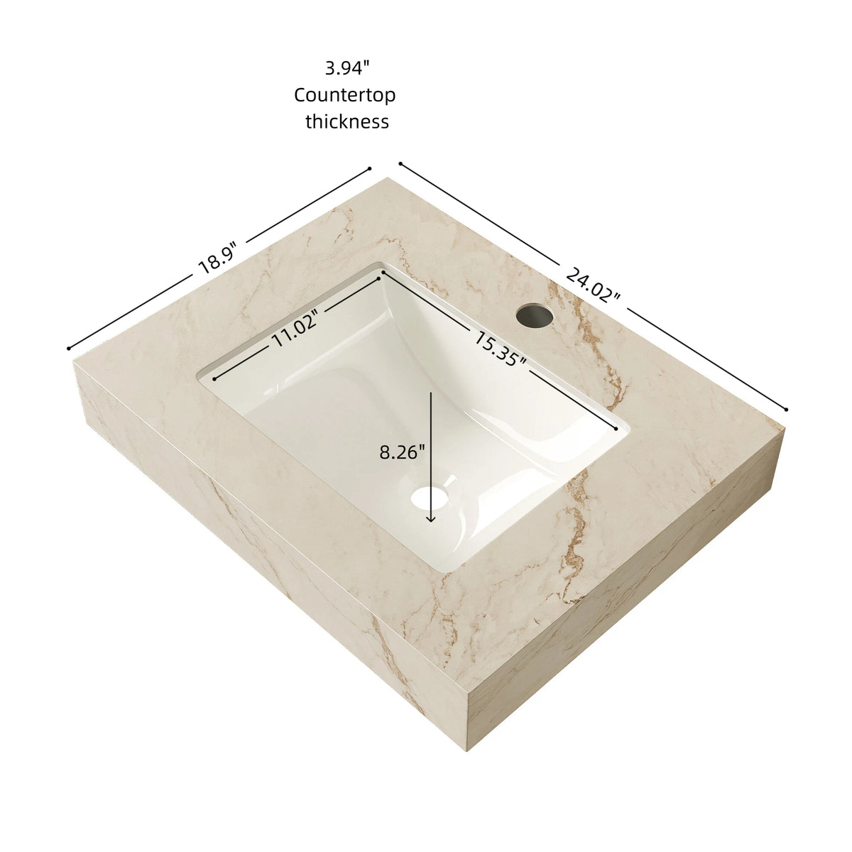 24" Bathroom Sink with Sintered Stone Countertop