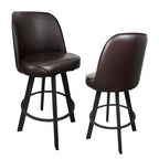 Set of 2 Commercial-Grade Upholstered Swivel Bucket Seat Bar Stools