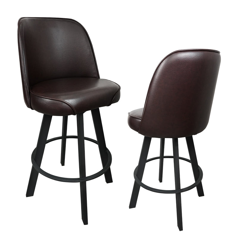 Set of 2 Commercial-Grade Upholstered Swivel Bucket Seat Bar Stools