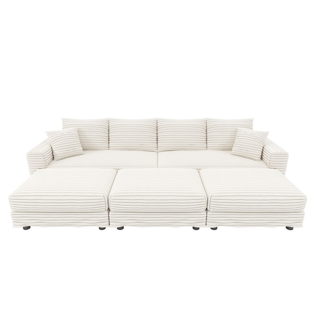 Plush Corduroy 4-Seat Sofa