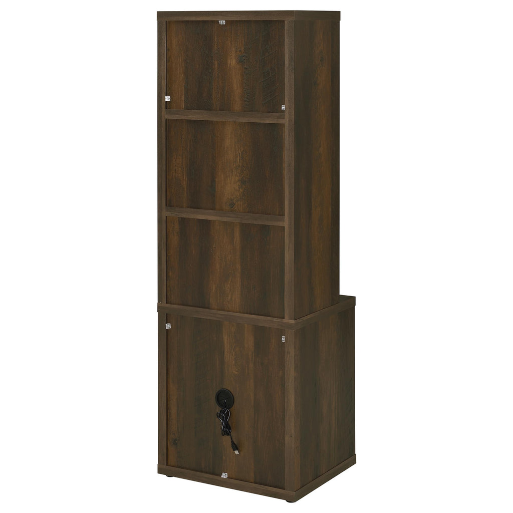 Geary Dark Pine 3-Piece Wall Unit Bookcase Set with USB