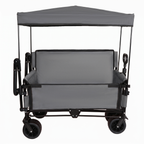 3-in-1 Folding Wagon Cart with Bench Seat & Canopy