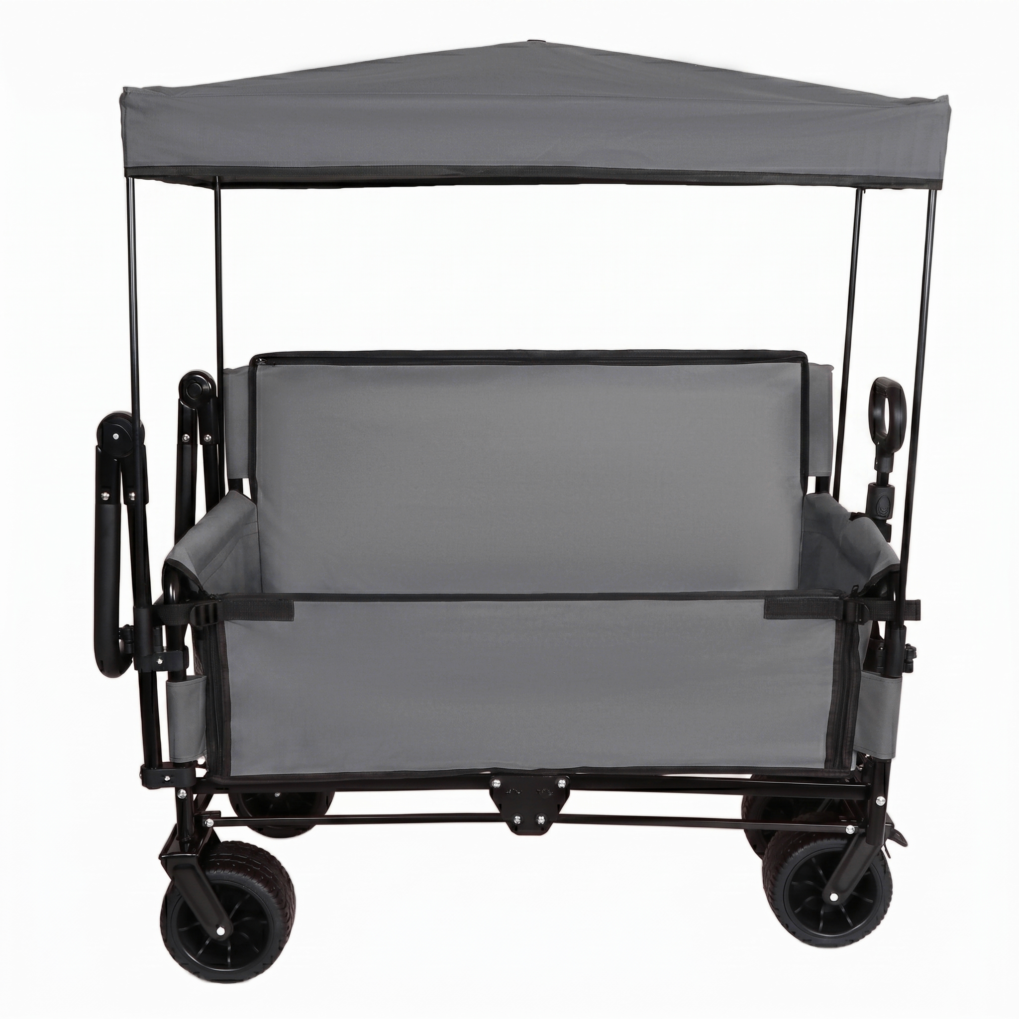 3-in-1 Folding Wagon Cart with Bench Seat & Canopy