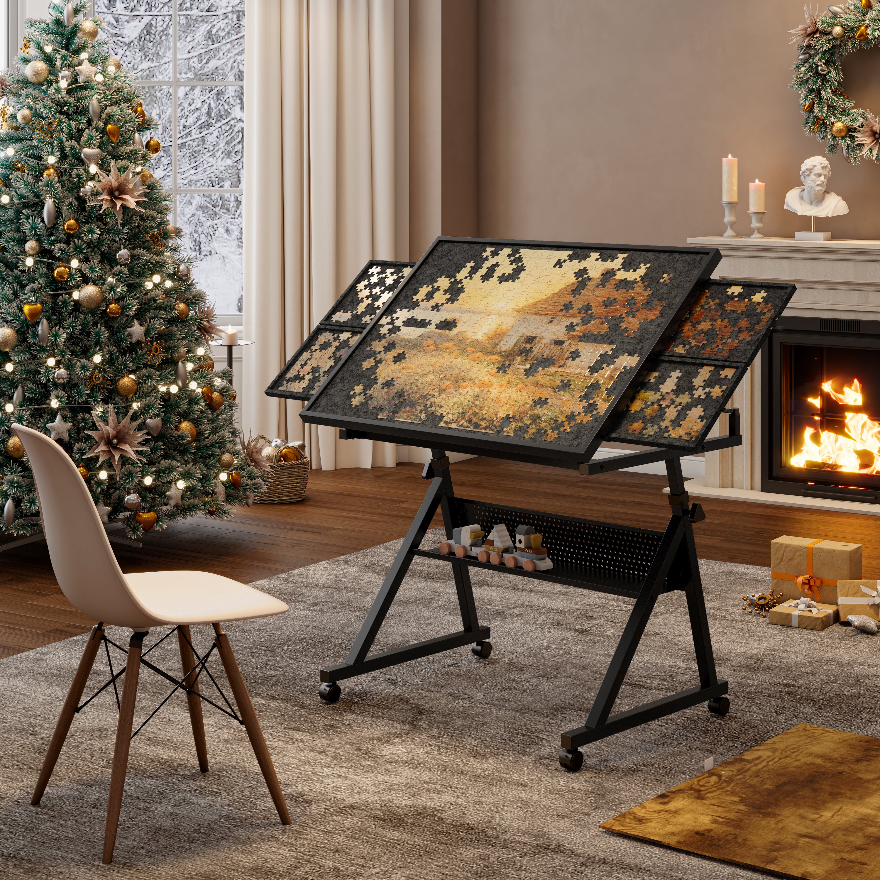 1500 Pieces Jigsaw Puzzle Metal Table Board for Adults