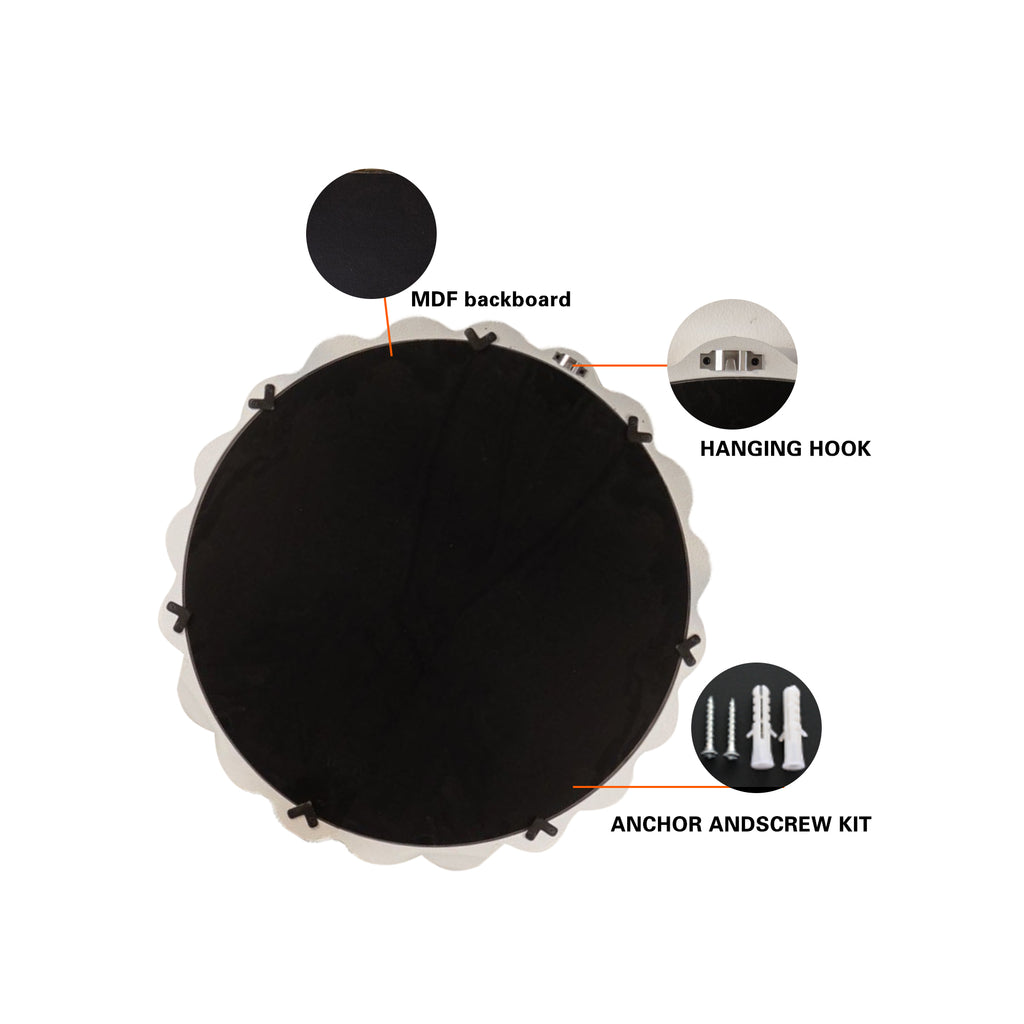 White Scalloped Round Wall Mirror