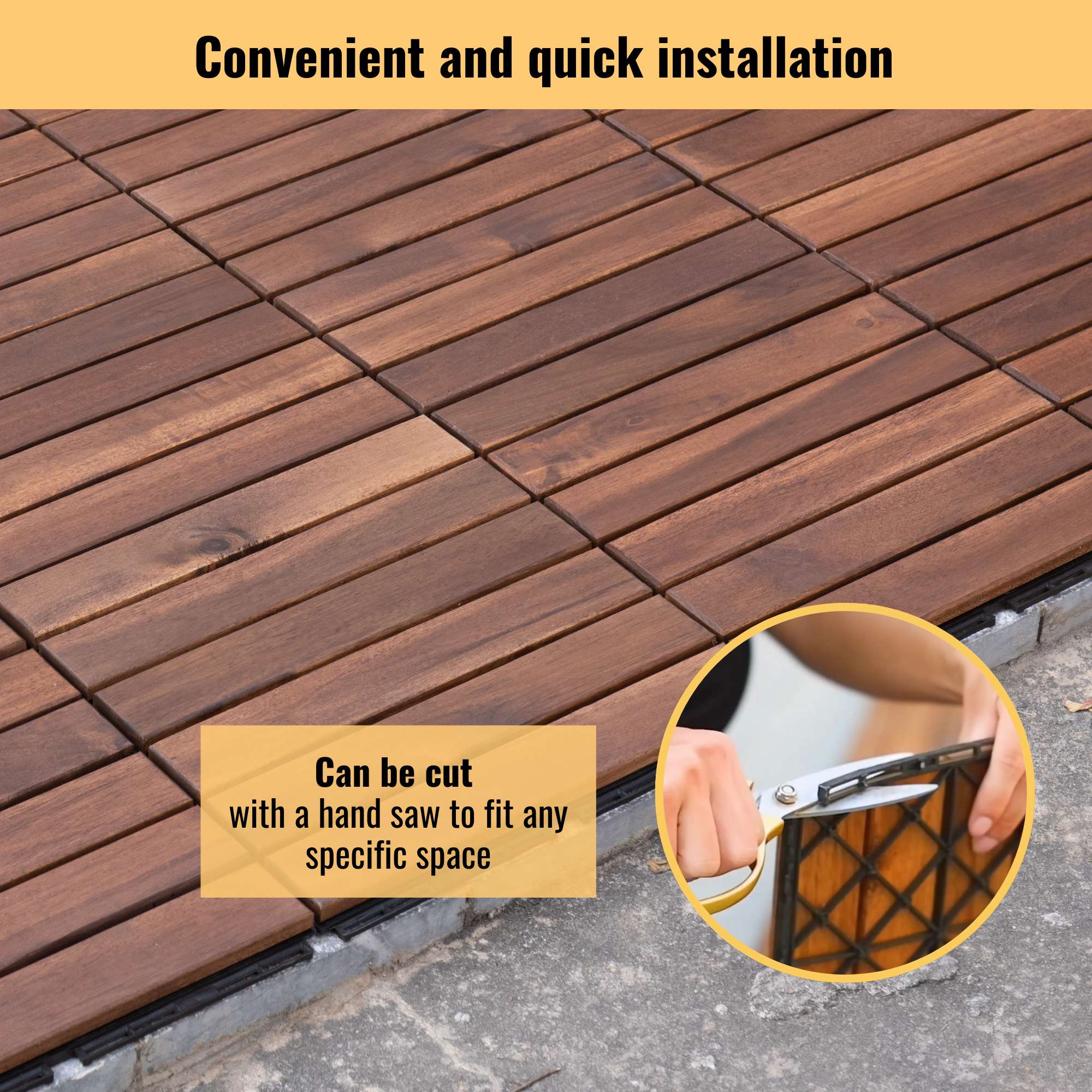 Acacia Wood Interlocking Deck Tiles