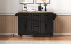 K&K 56.5'' Kitchen Island with Drop Leaf and Power Outlet