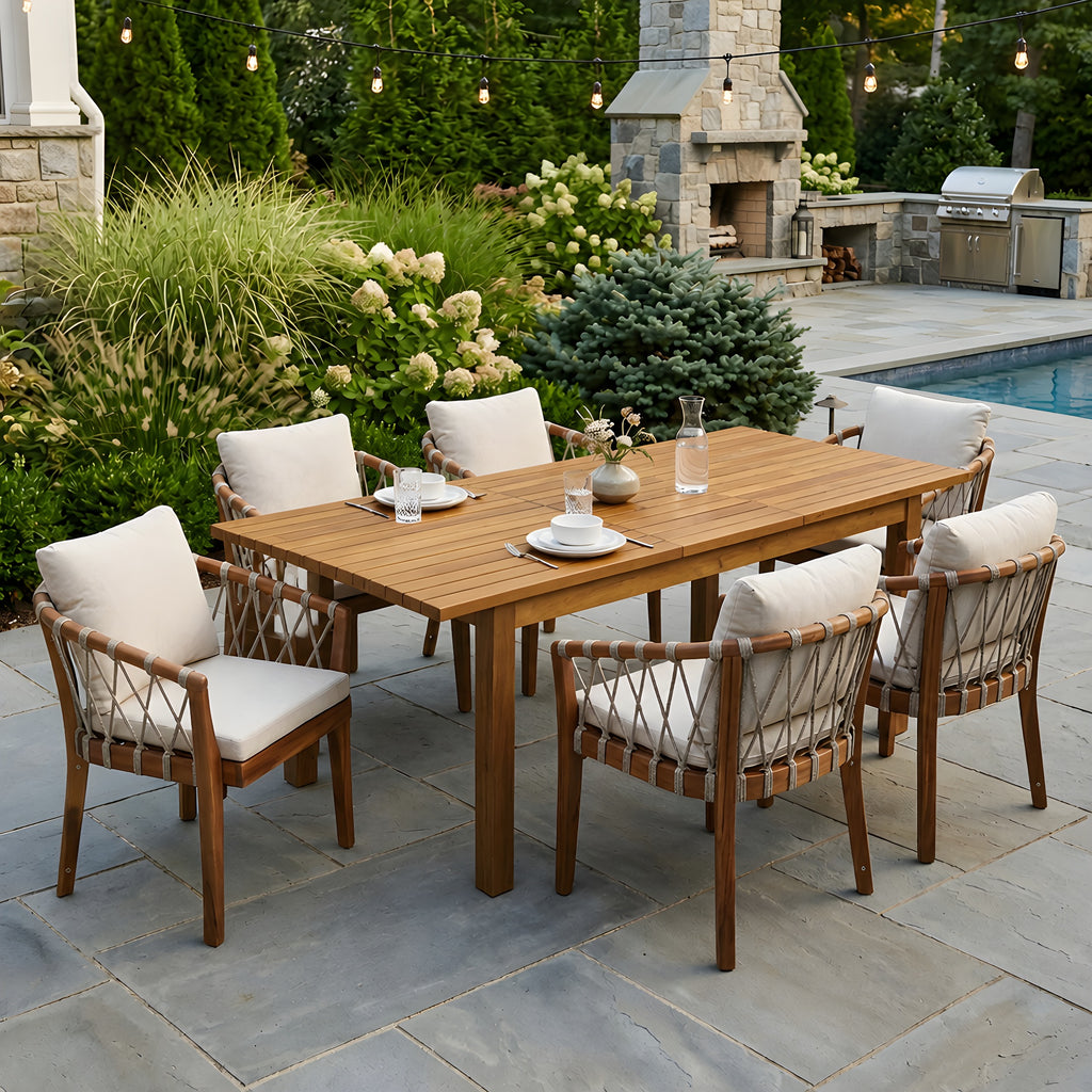 7 Pieces Acacia Wood Outdoor Dining Set