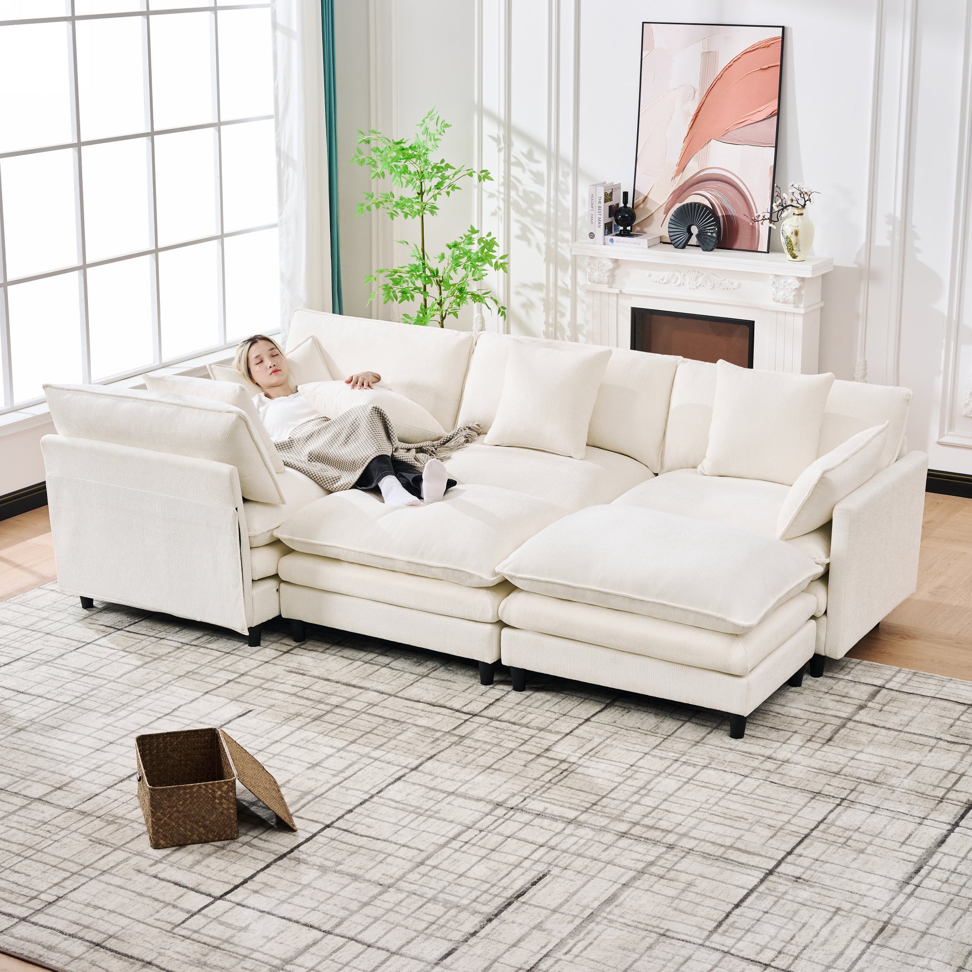 140.9-Inch U-Shaped Modular Sectional Sofa