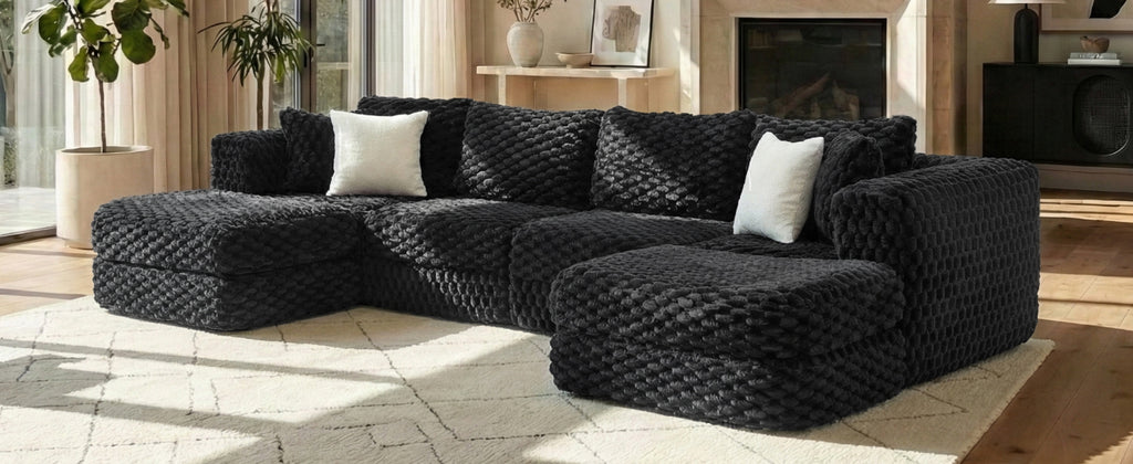 Modular Sectional Sofa with Two Movable Ottomans