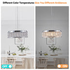 Modern Crystal Chandelier - 19 Inches Round Flush Mount Light