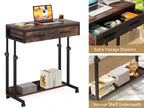 Portable Laptop Desk with Drawer & Wheels