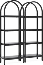 70.86" Tall 4-Tier Black Industrial Bookshelf