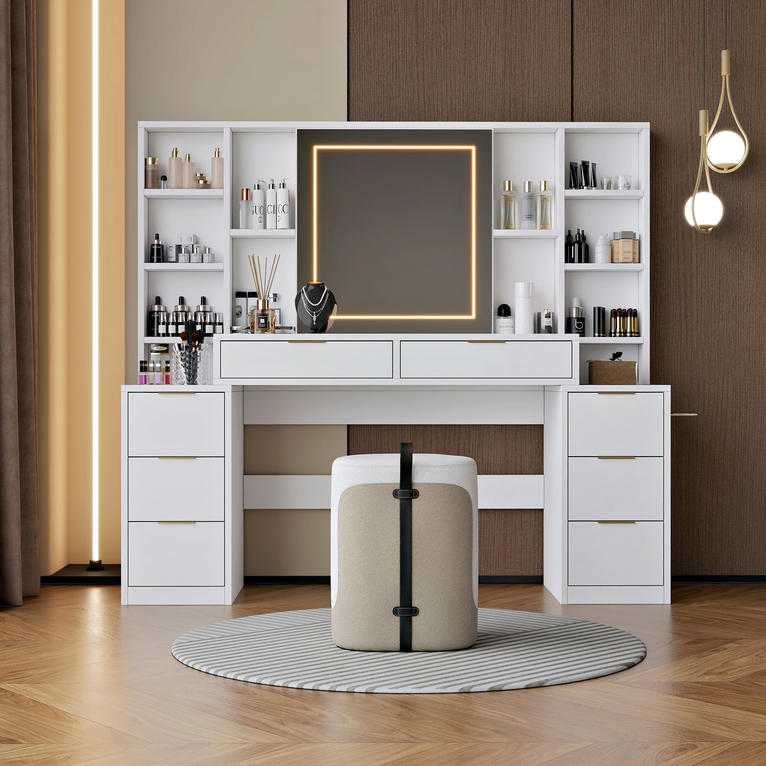 Makeup Vanity Desk with Mirror and Lights