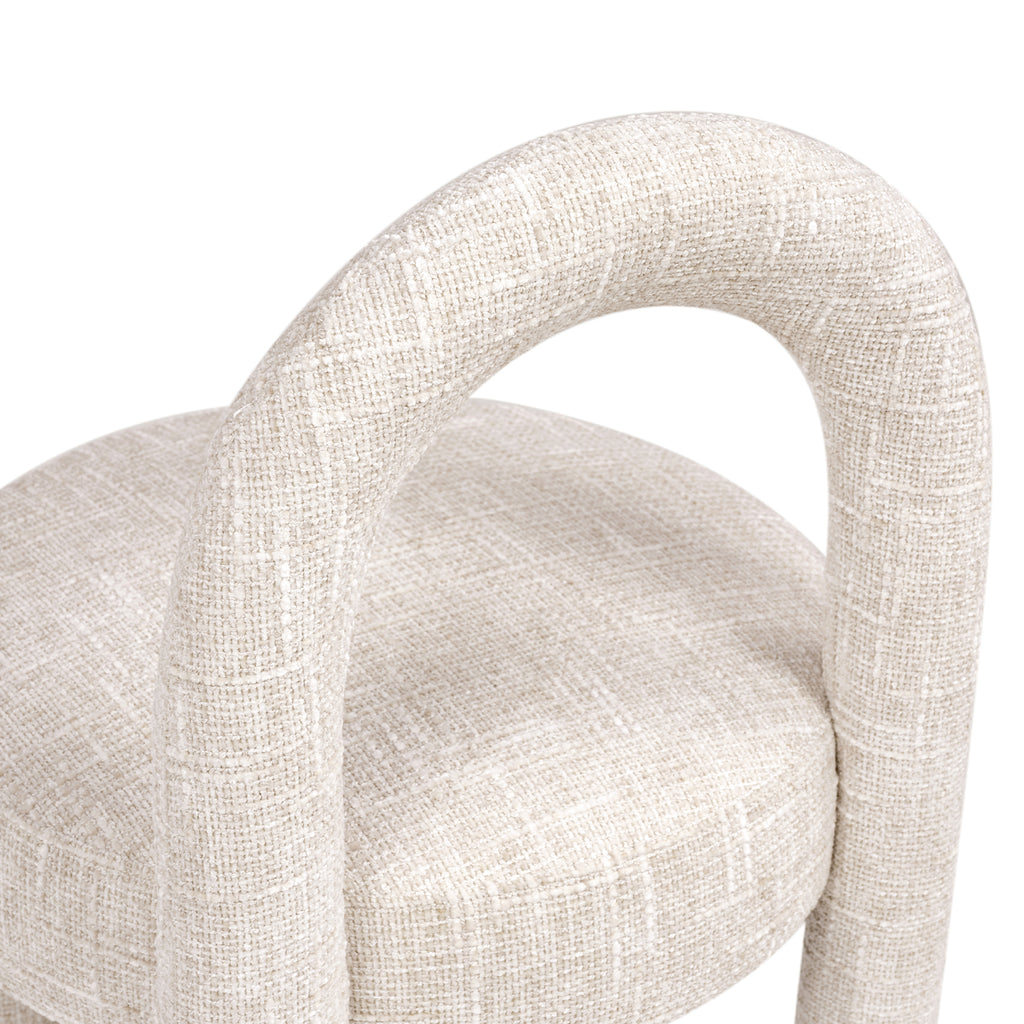 Penny Round Arched Fully Upholstered Dining Side Chair, Set of 2, Travertine