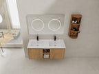 48" Wall-Mounted Bathroom Vanity With Double Sink and Storage Rack