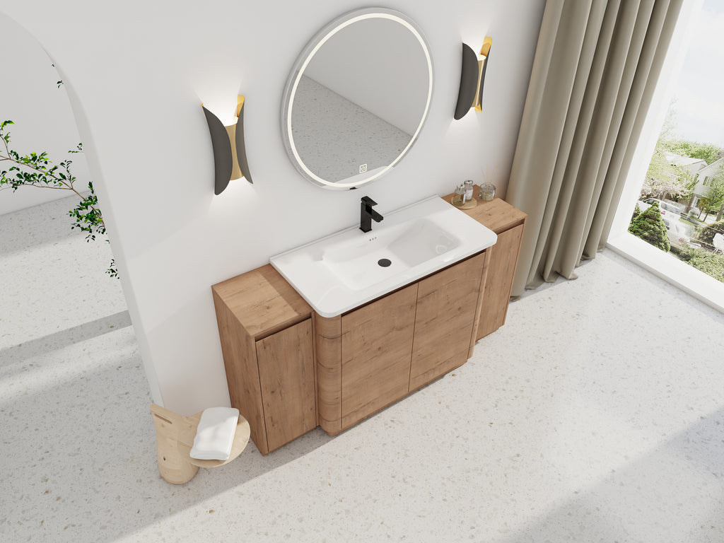 64'' Freestanding Bathroom Vanity with Ceramic Sink