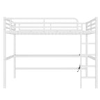Metal Queen Size Loft Bed with Power Outlet and LED Lighting