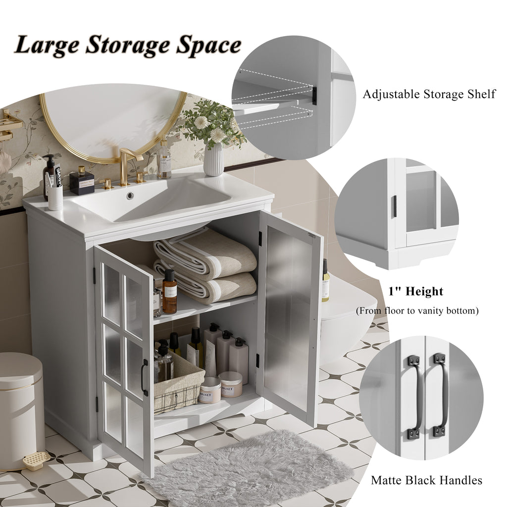 30" Modern Bathroom Vanity with Ceramic Sink