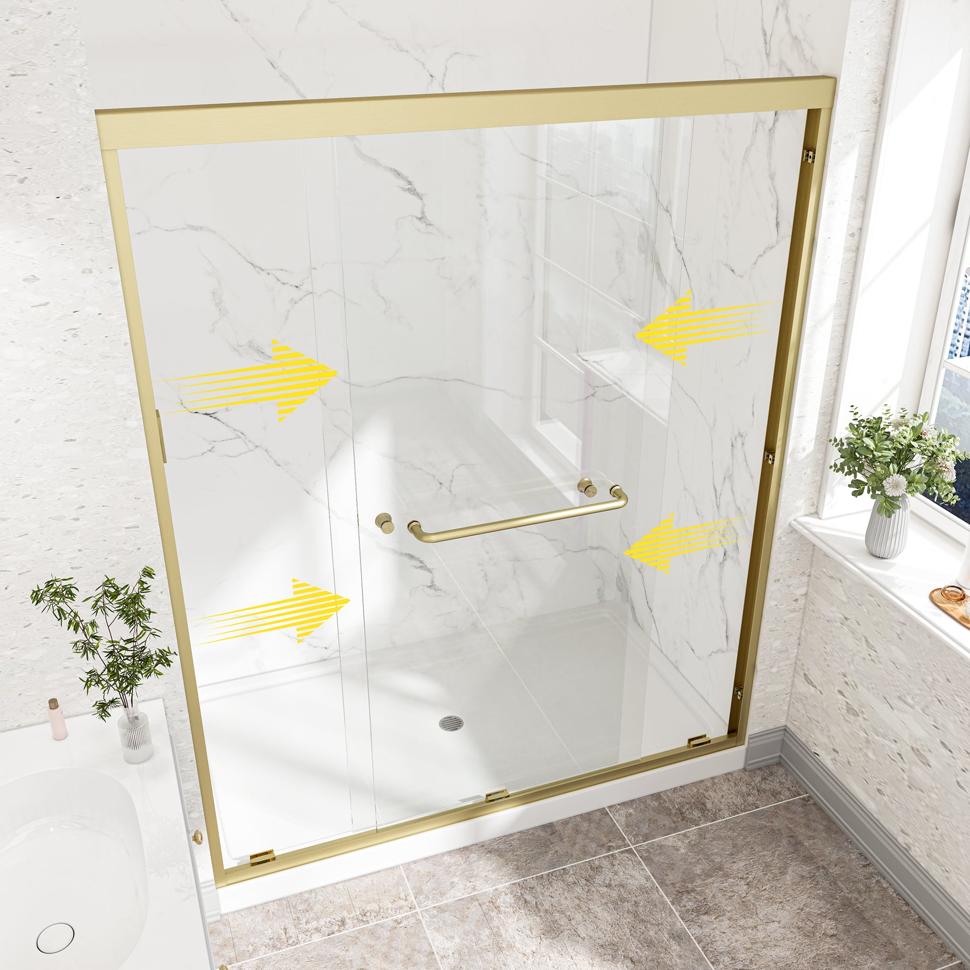 55"-60" W x 72" H Brushed Shower Door