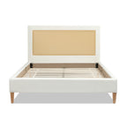 Haley Upholstered Cane-Back Platform Bed, Queen