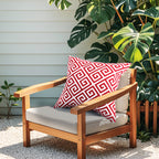 Red Greek Key Outdoor Pillow Covers (Set of 2)