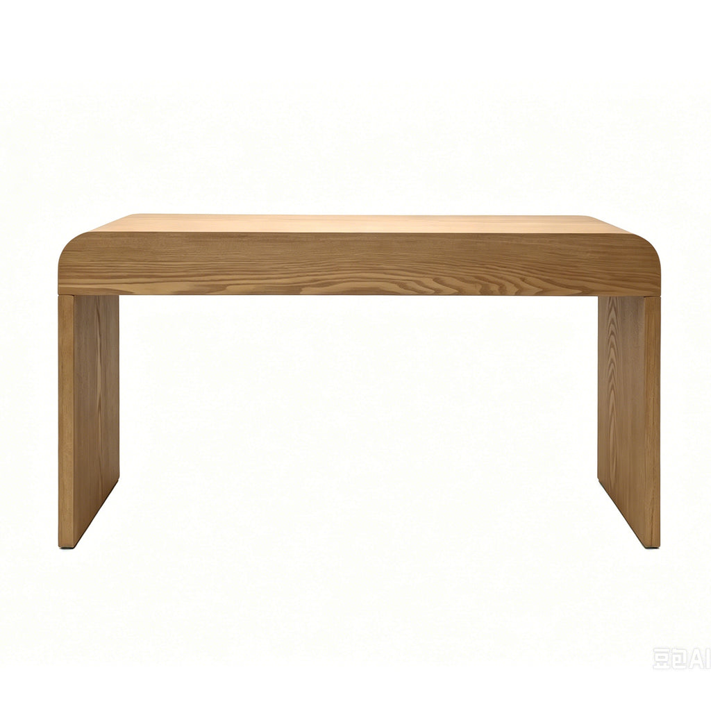 Walnut Curved Design 3-Drawer Long Console Table