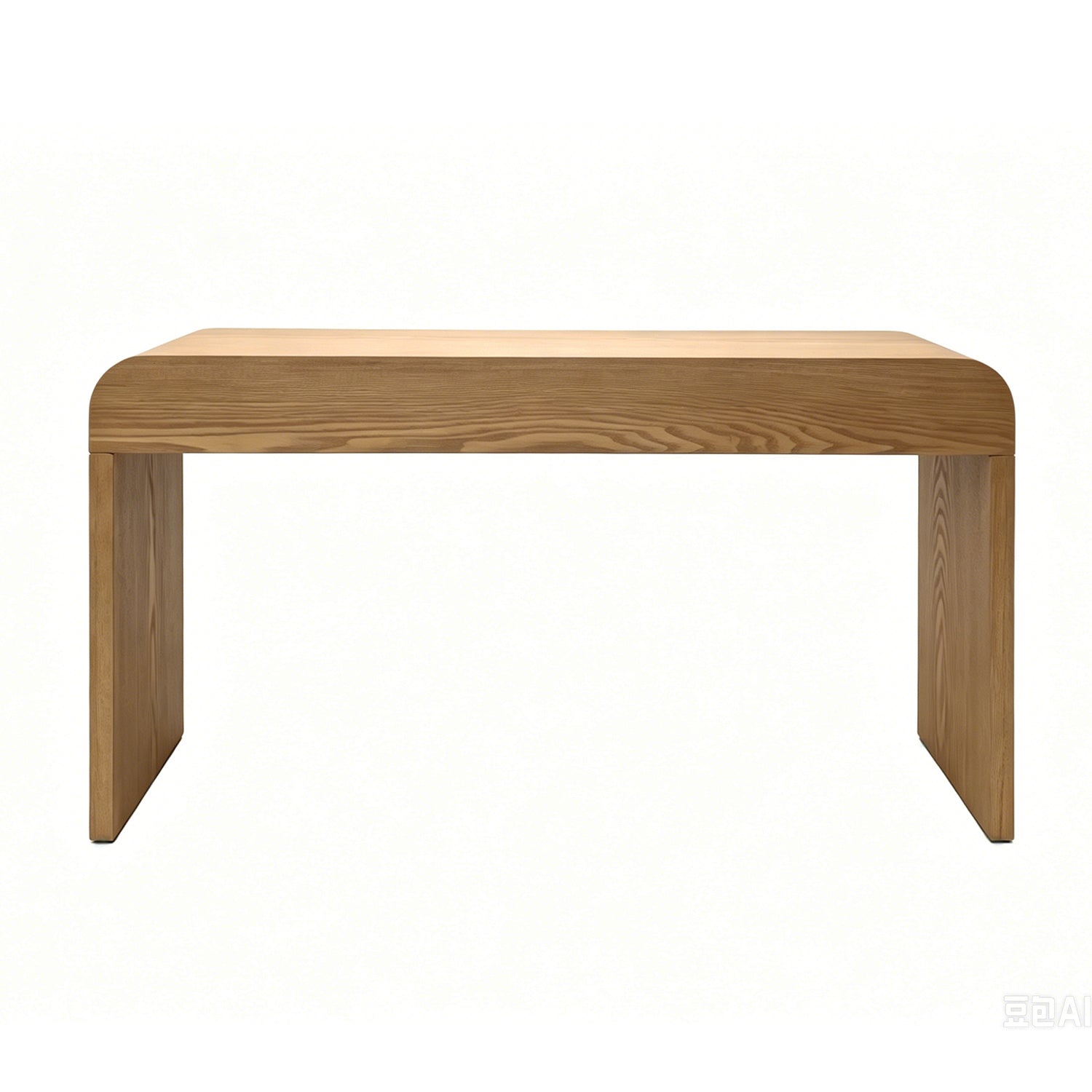 Walnut Curved Design 3-Drawer Long Console Table