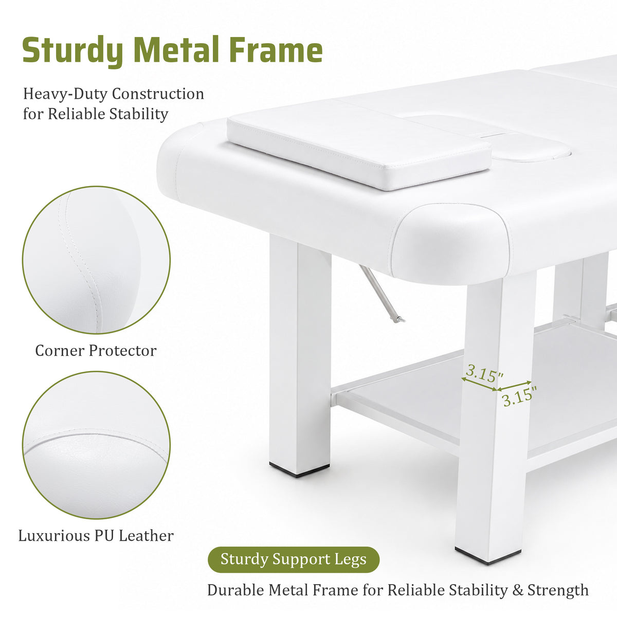 74.8-Inch Wide Massage Bed with Adjustable Backrest, Removable Headrest, White