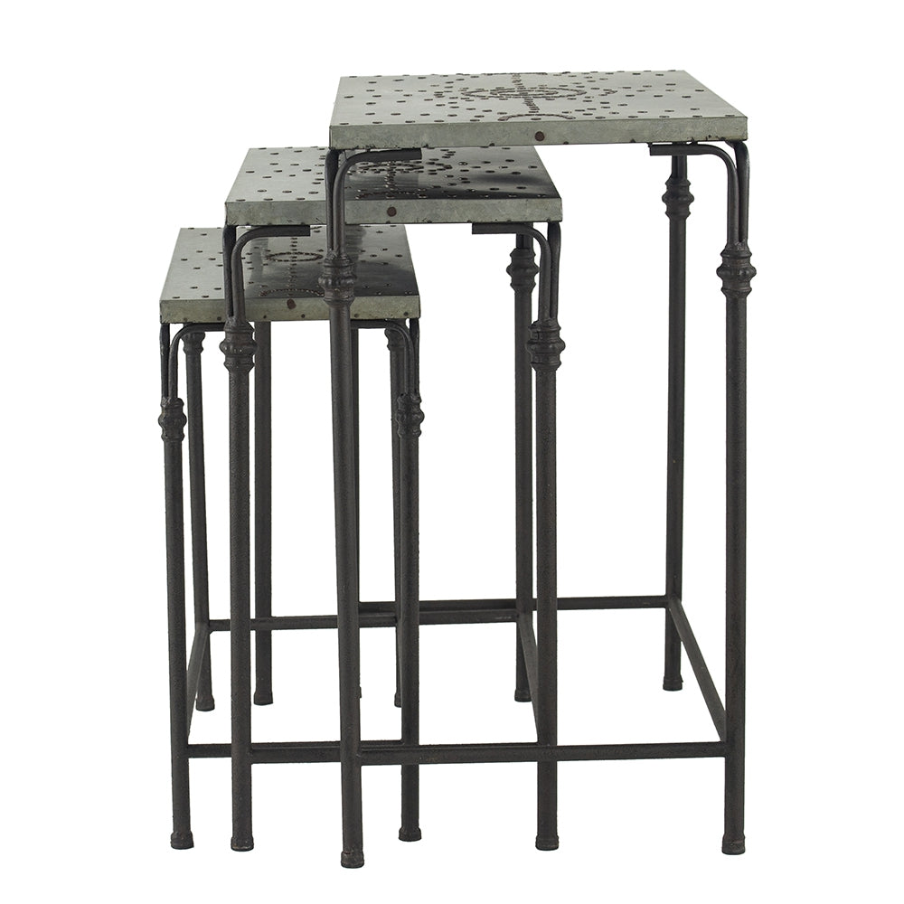 Set of 3 Gilbert Nesting Tables - Metal Plant Stand