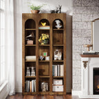 70.87" 5-Tier Rustic Brown Farmhouse Arched Bookcase