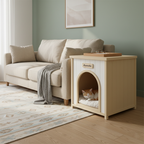 Modern Indoor Wooden Dog House with Removable Cushion