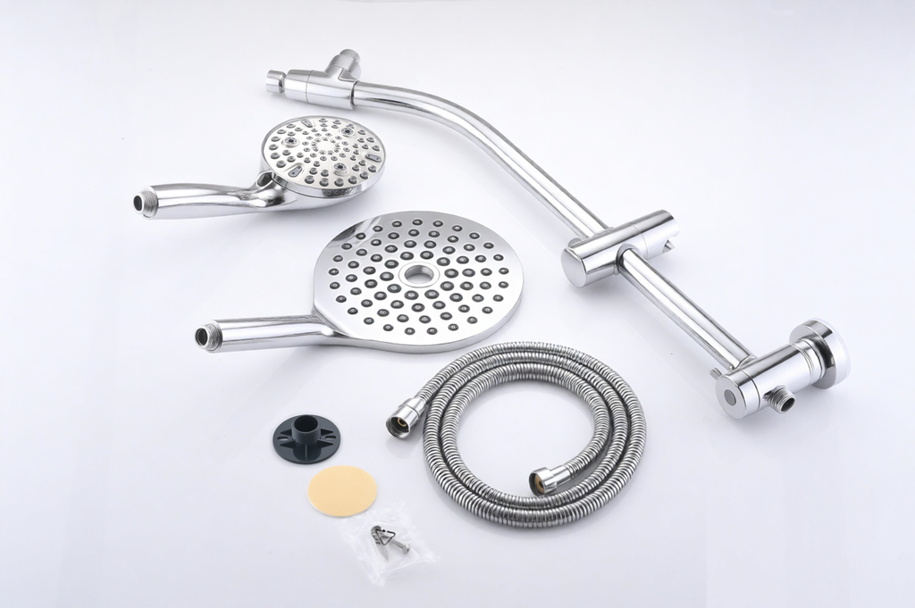 High Pressure Dual Shower Head Set - 26 Inch Tool-Free Adjustable Slide Bar