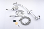High Pressure Dual Shower Head Set - 26 Inch Tool-Free Adjustable Slide Bar